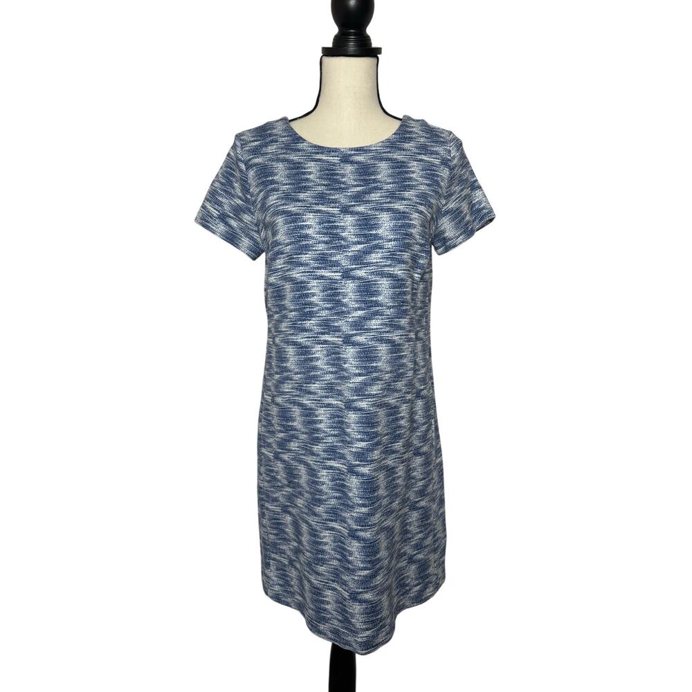 Ann Taylor LOFT Dress Women's 6P Short Sleeve Cotton Space Dye Shirt Dress Blue